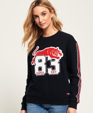 Superdry Emilie Applique Crew Női Pulóver Sötétkék | LPYQW8261